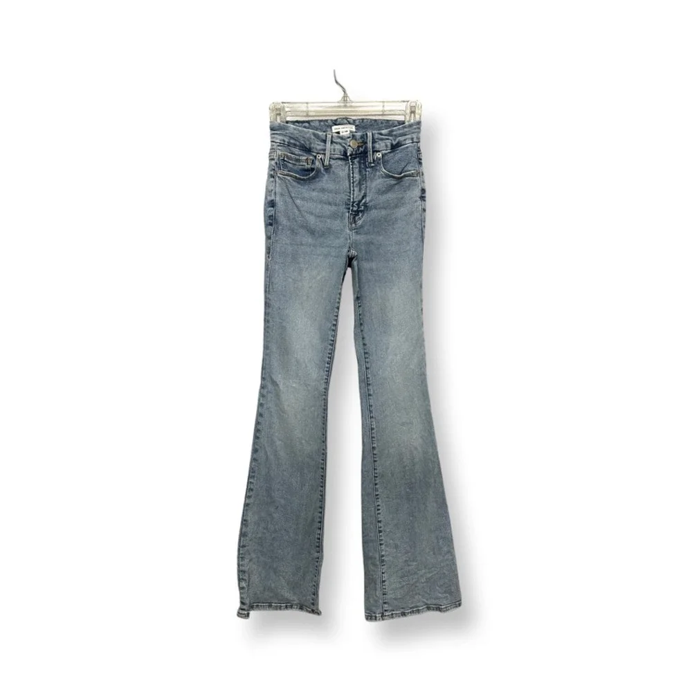Good American Womens Flare Jeans Light Blue Flat Tummy Organic Cotton 0/25 New